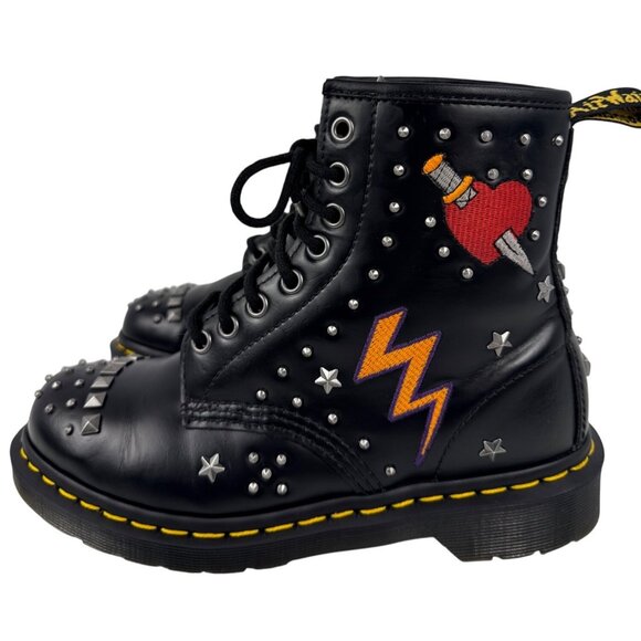 Dr. Martens 1460 Rock & Roll Leather Embellishment Combat Boots Size UK 5 US W7 - Picture 3 of 11